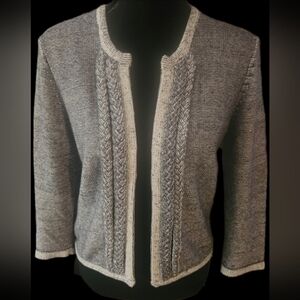 Willi Smith Navy White 3/4 Sleeve Cardigan Sweater Hook Eye Closure Sz S